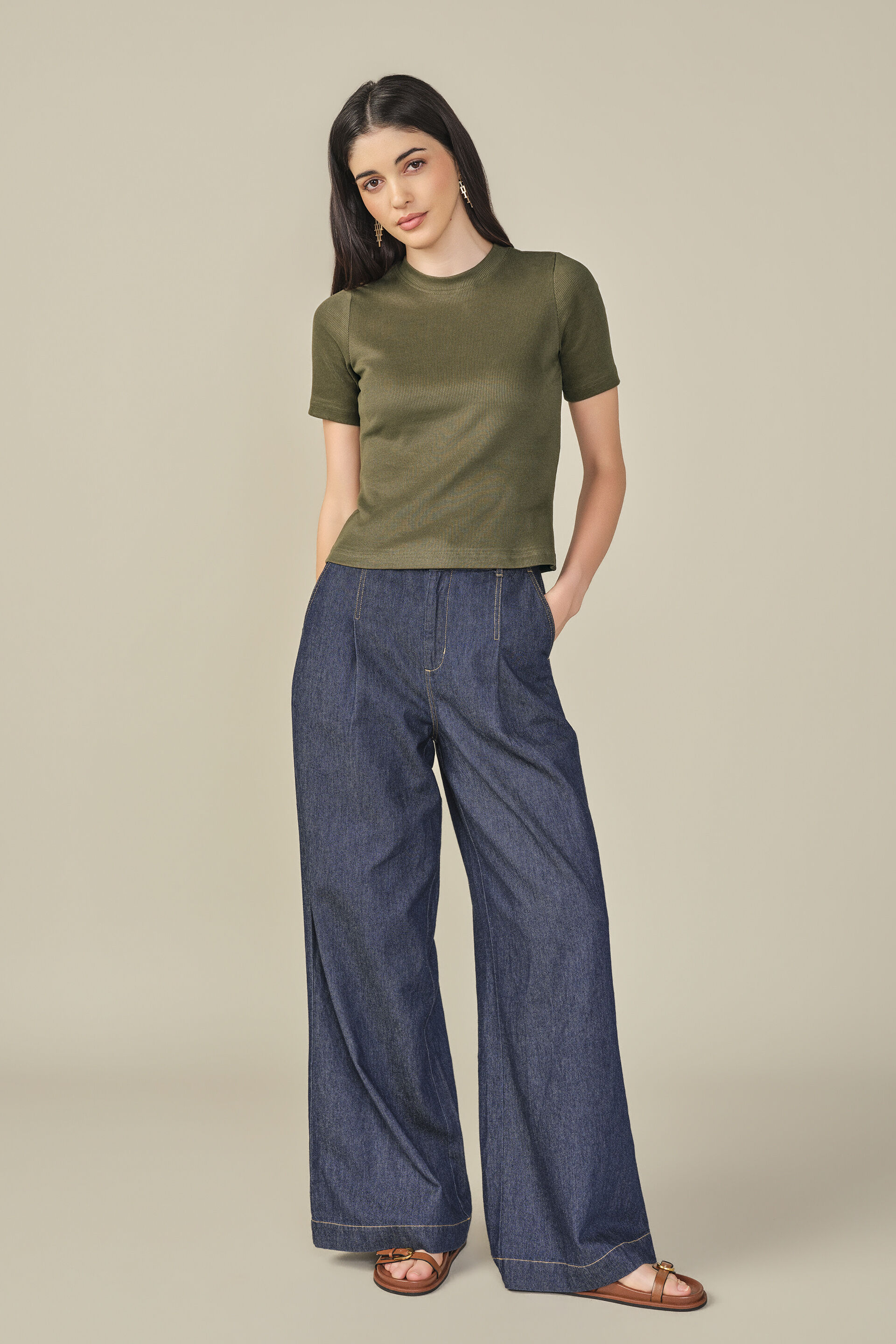 Solid Cotton Top in Olive, Olive, image 4