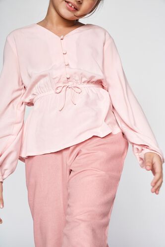 3 - Pink Solid Peplum Top, image 3