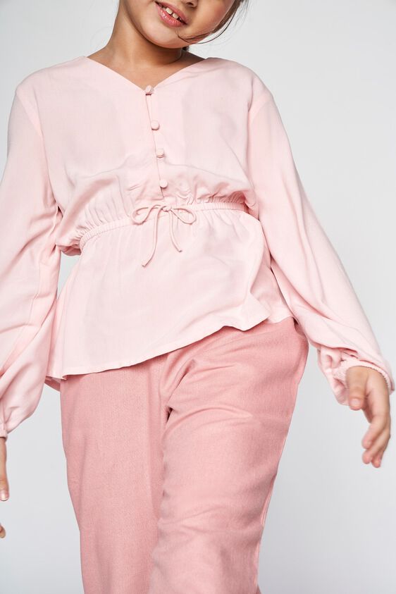 3 - Pink Solid Peplum Top, image 3