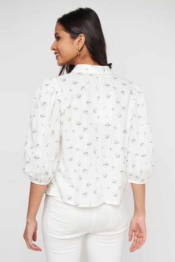White Floral Straight Top, White, image 4