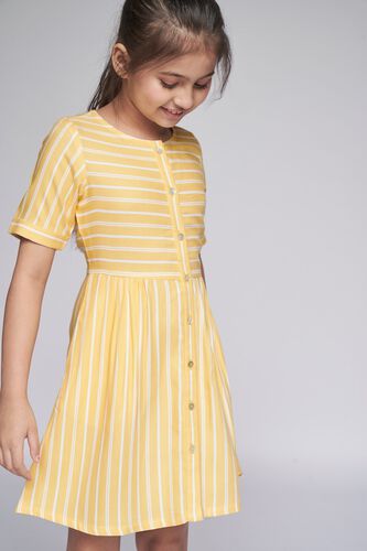 3 - Yellow Stripes Flared Dress, image 3