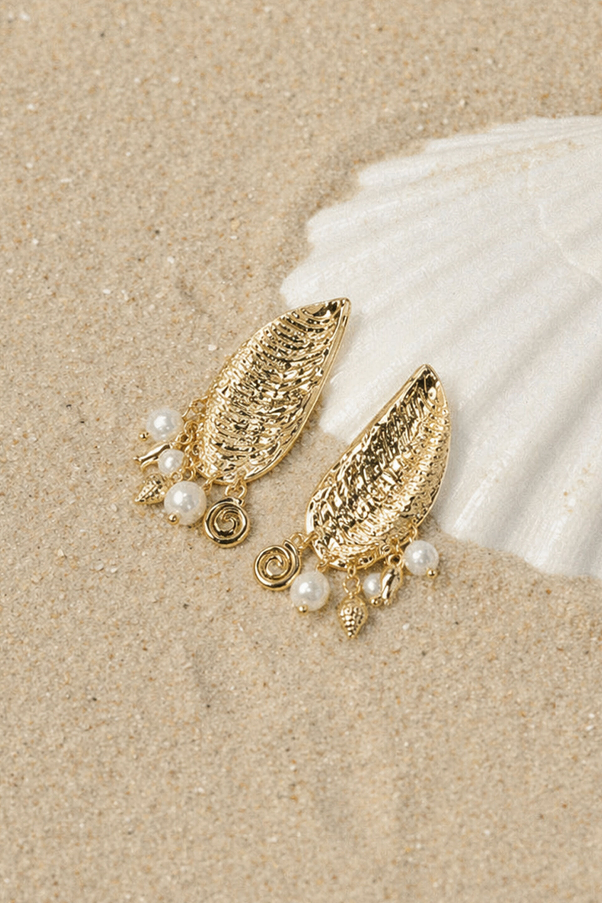 Shell & Pearl Cascade Earrings, , image 1