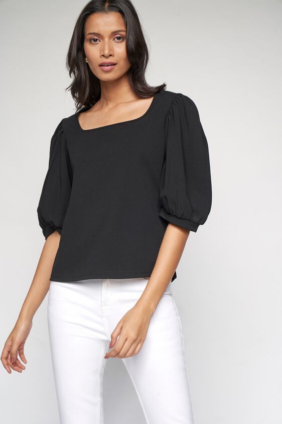 3 - Black Solid Straight Top, image 3