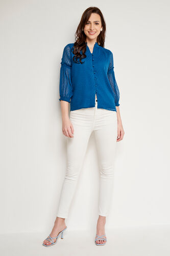 Teal Solid Blouson Top, Teal, image 3