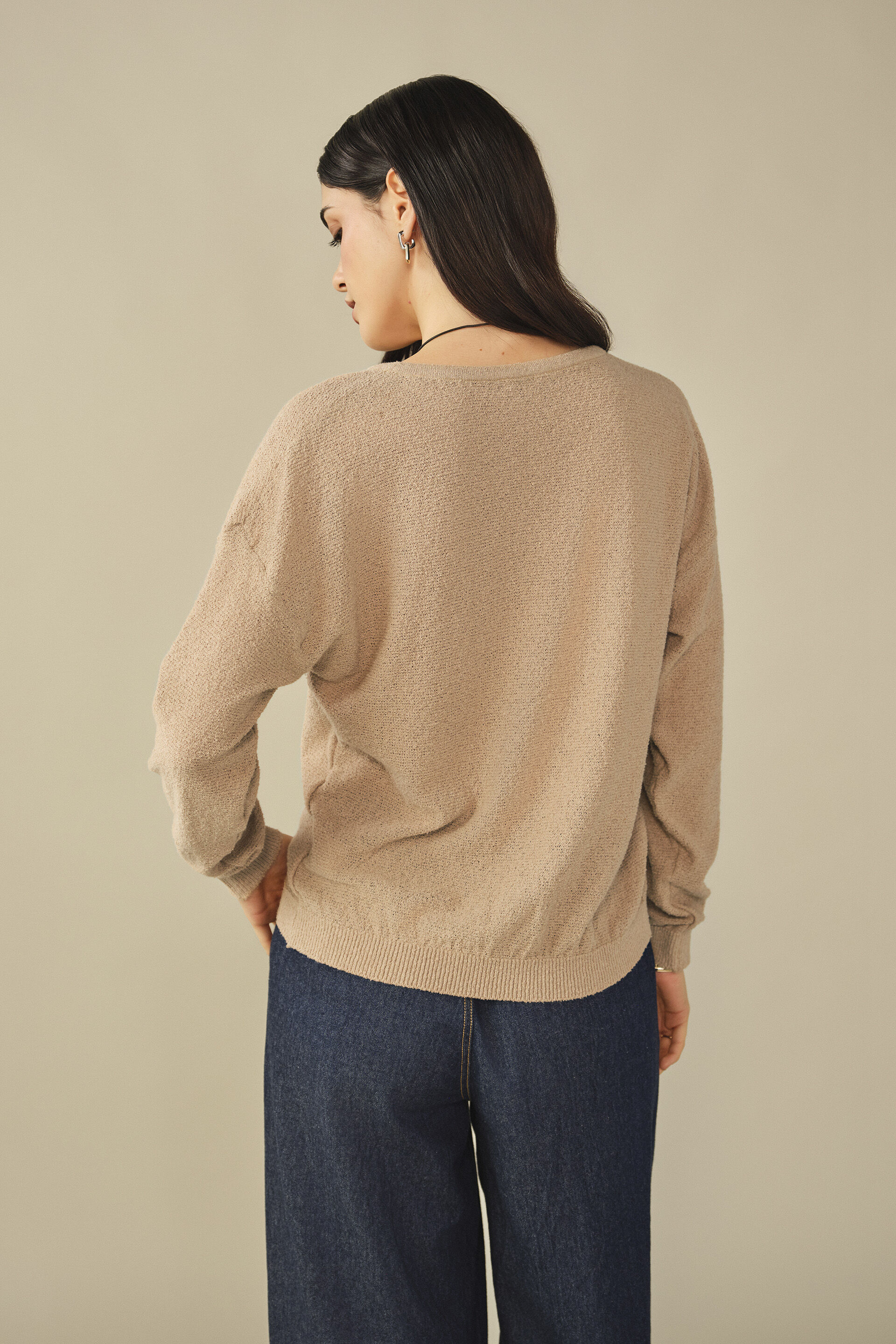 Solid Sweater in Beige, Beige, image 6
