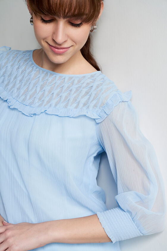 Sky Blue Solid Straight Top, Sky Blue, image 6