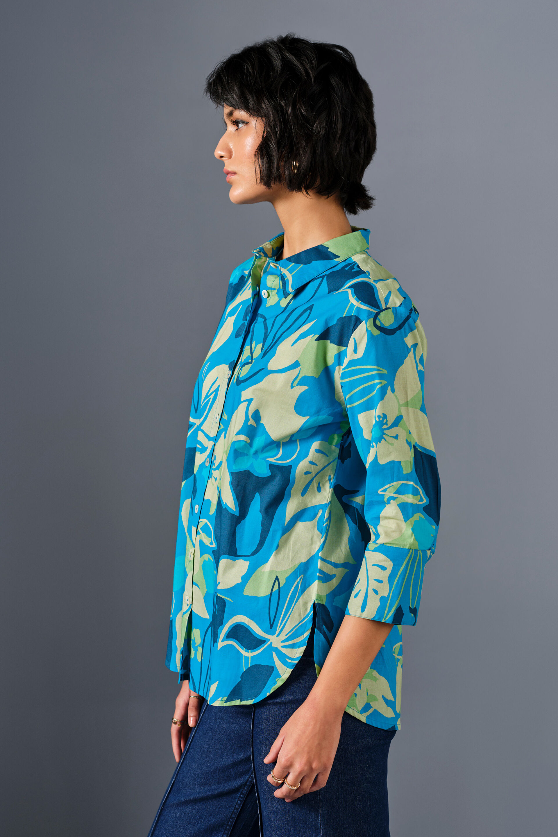 Coral Reef Cotton Shirt, Blue, image 9