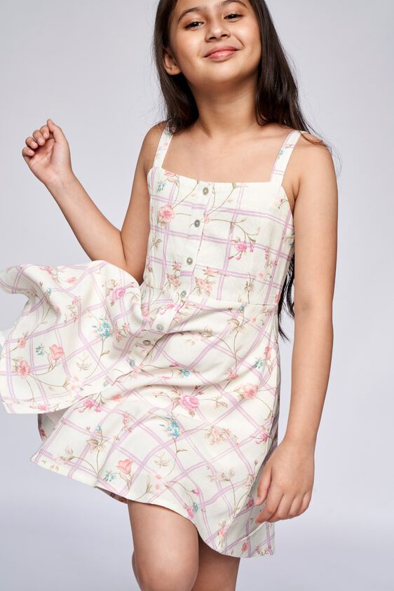 1 - White Floral Flared Dress, image 1