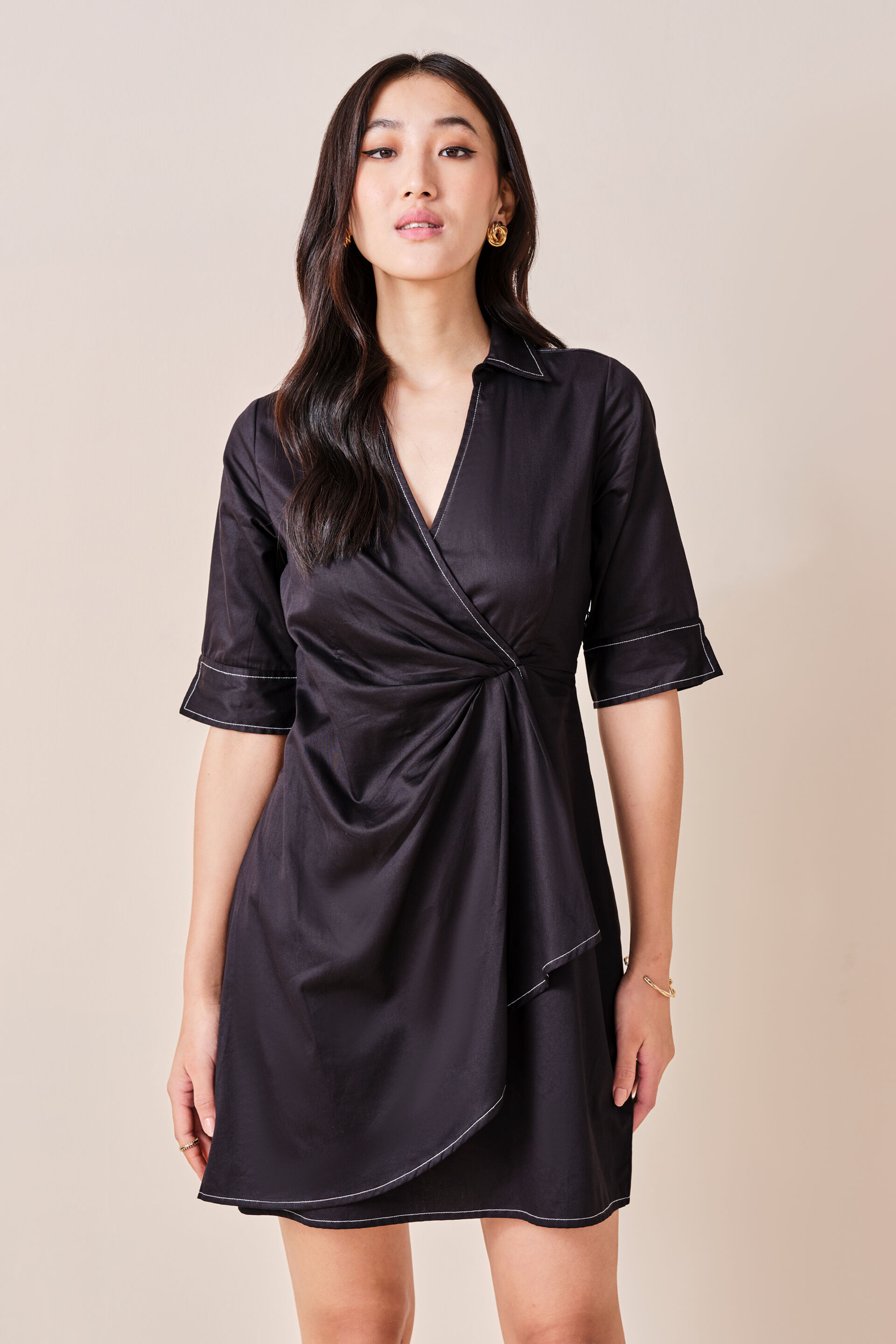 Midnight Cotton Dress, Black, image 2