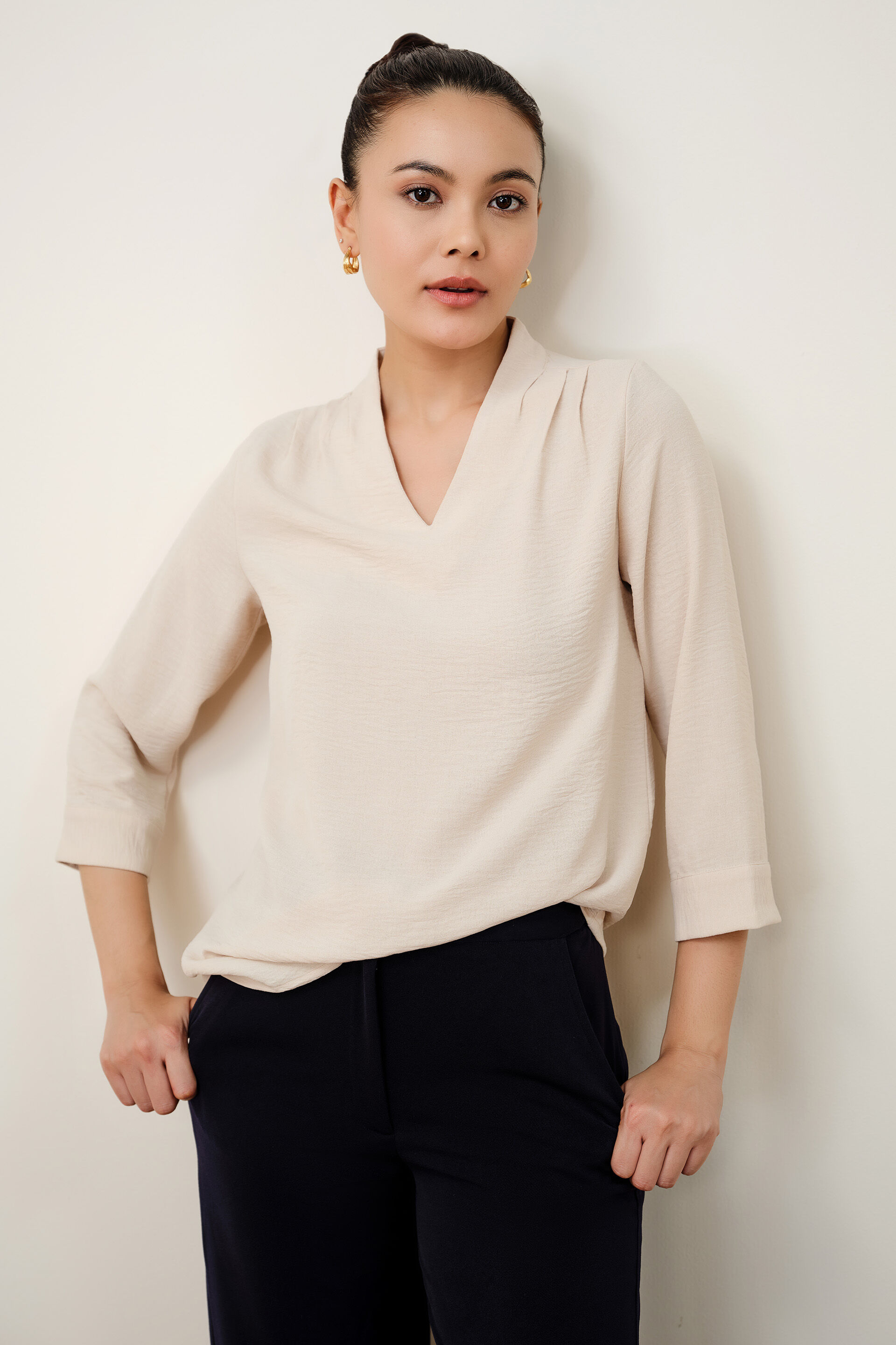 Nerra Quiet Beige Top, Beige, image 1