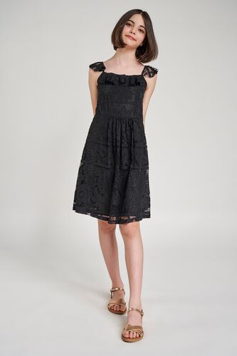 4 - Black Solid Fit And Flare Dress, image 4