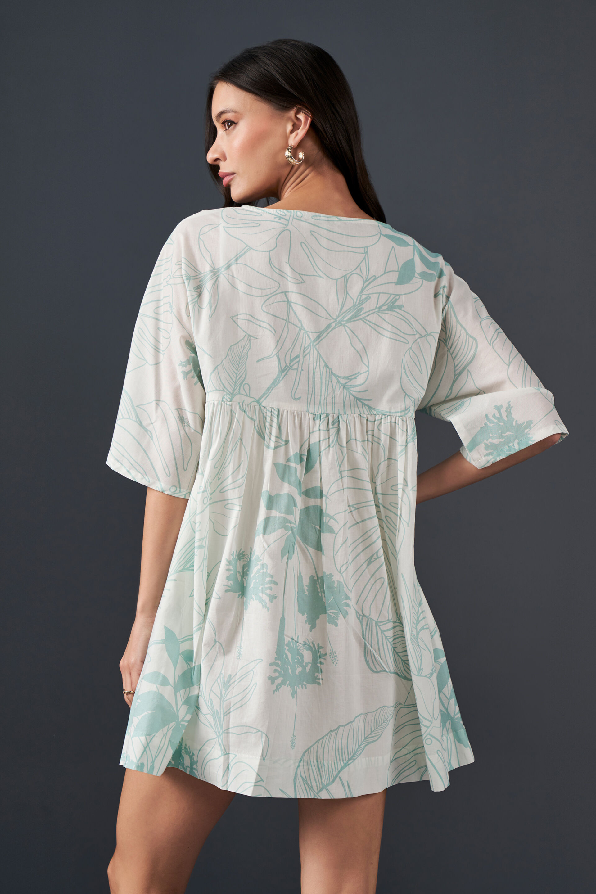 Misty Meadows Cotton Dress, White, image 4