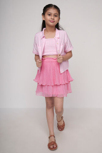 Pink Solid Flared Skirt, Pink, image 3