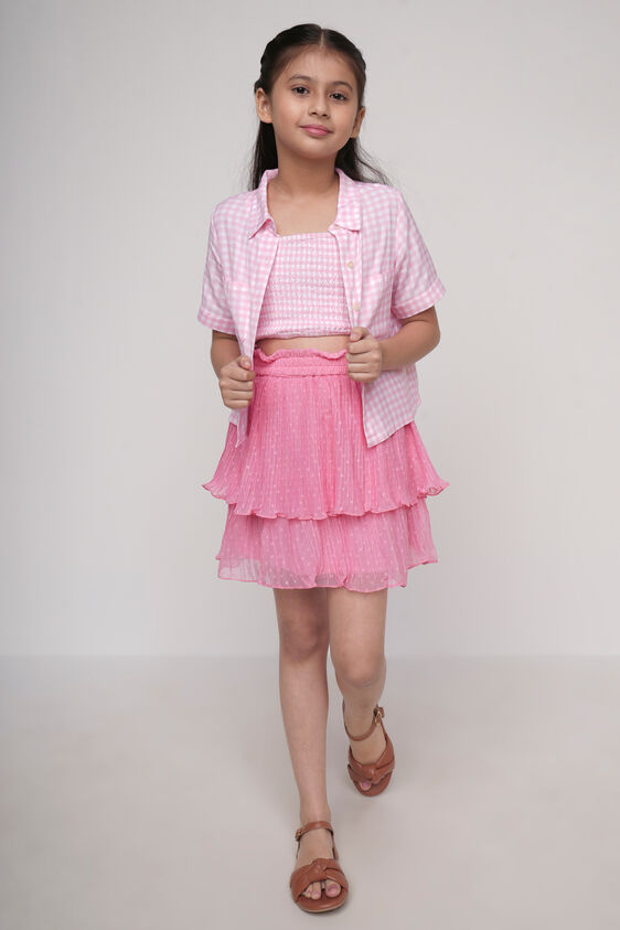 Pink Solid Flared Skirt, Pink, image 3