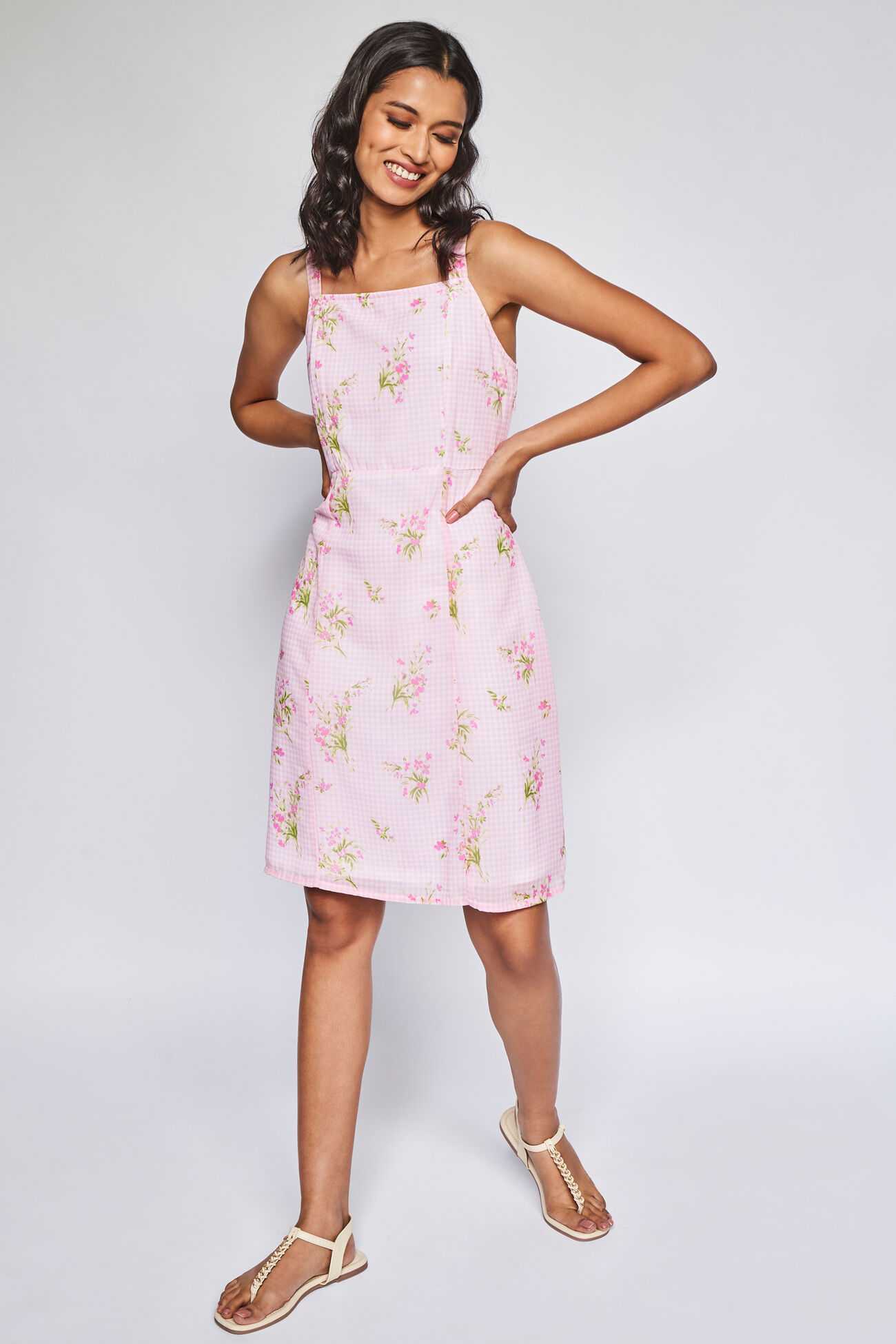 Pink And White Flared Dress, Pink, image 4