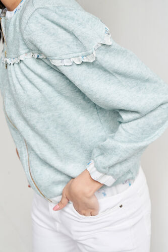 Green Mandarin Collar Jacket, Green, image 4