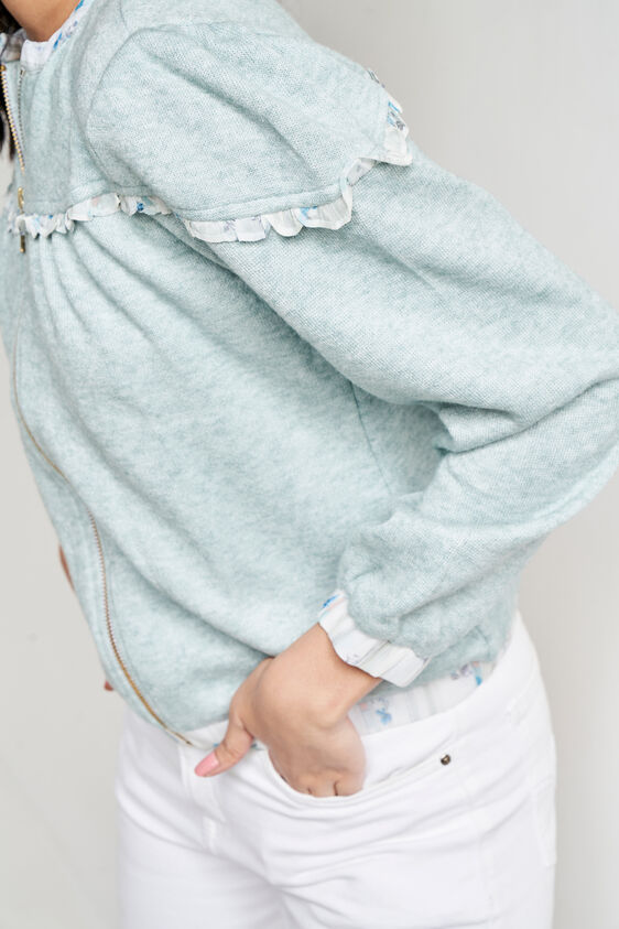 Green Mandarin Collar Jacket, Green, image 4