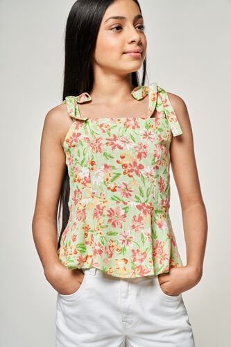3 - Lime Floral Printed Fit And Flare Top, image 3