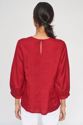 4 - Maroon Solid Shirt Type Top, image 4