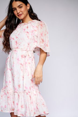 4 - White Floral Fit & Flare Dress, image 4