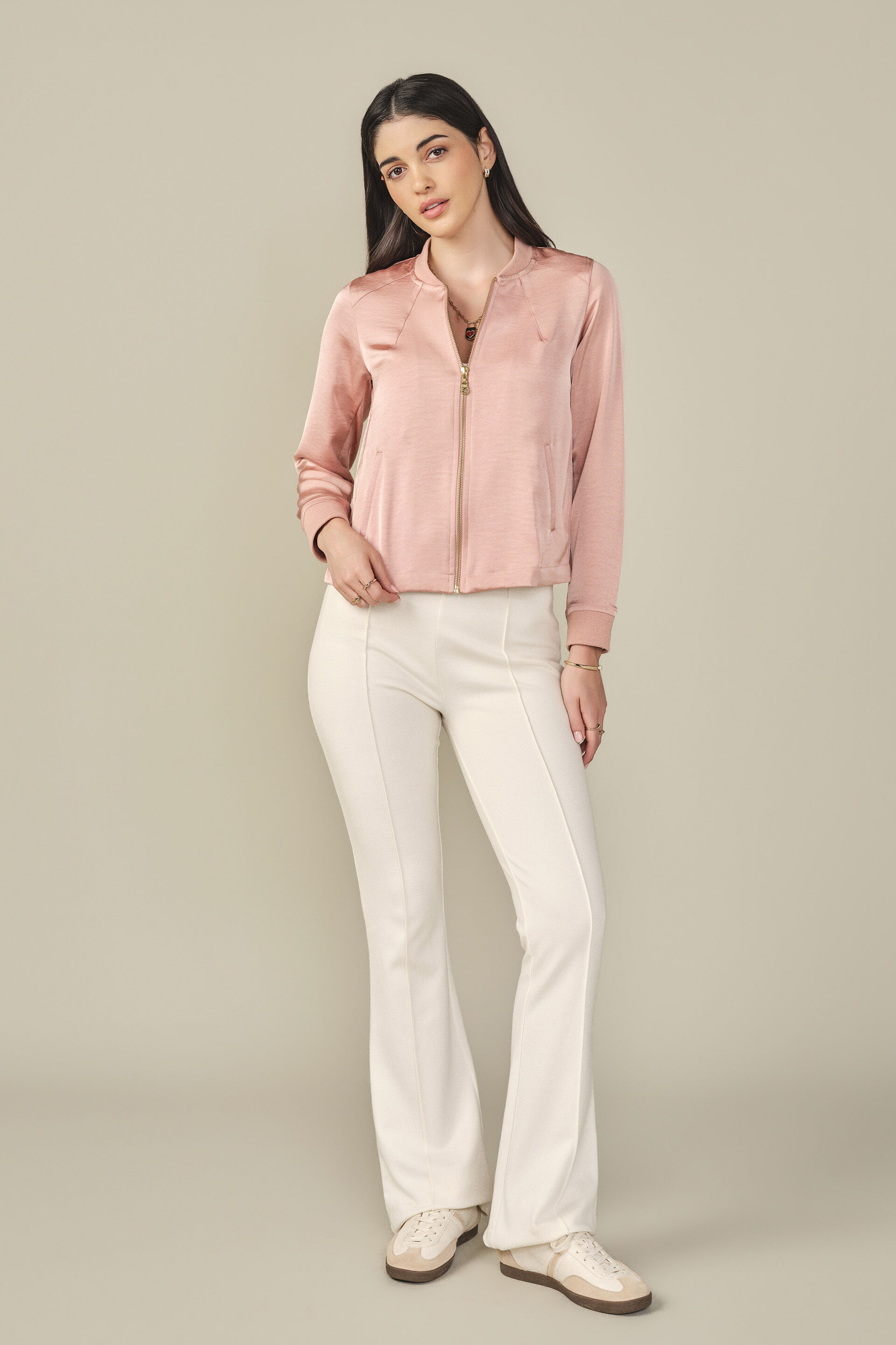 Satin Bomber Jacket in Rose, Rose, image 4