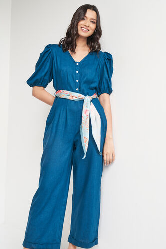 Teal Solid Straight Jumpsuit, Teal, image 6