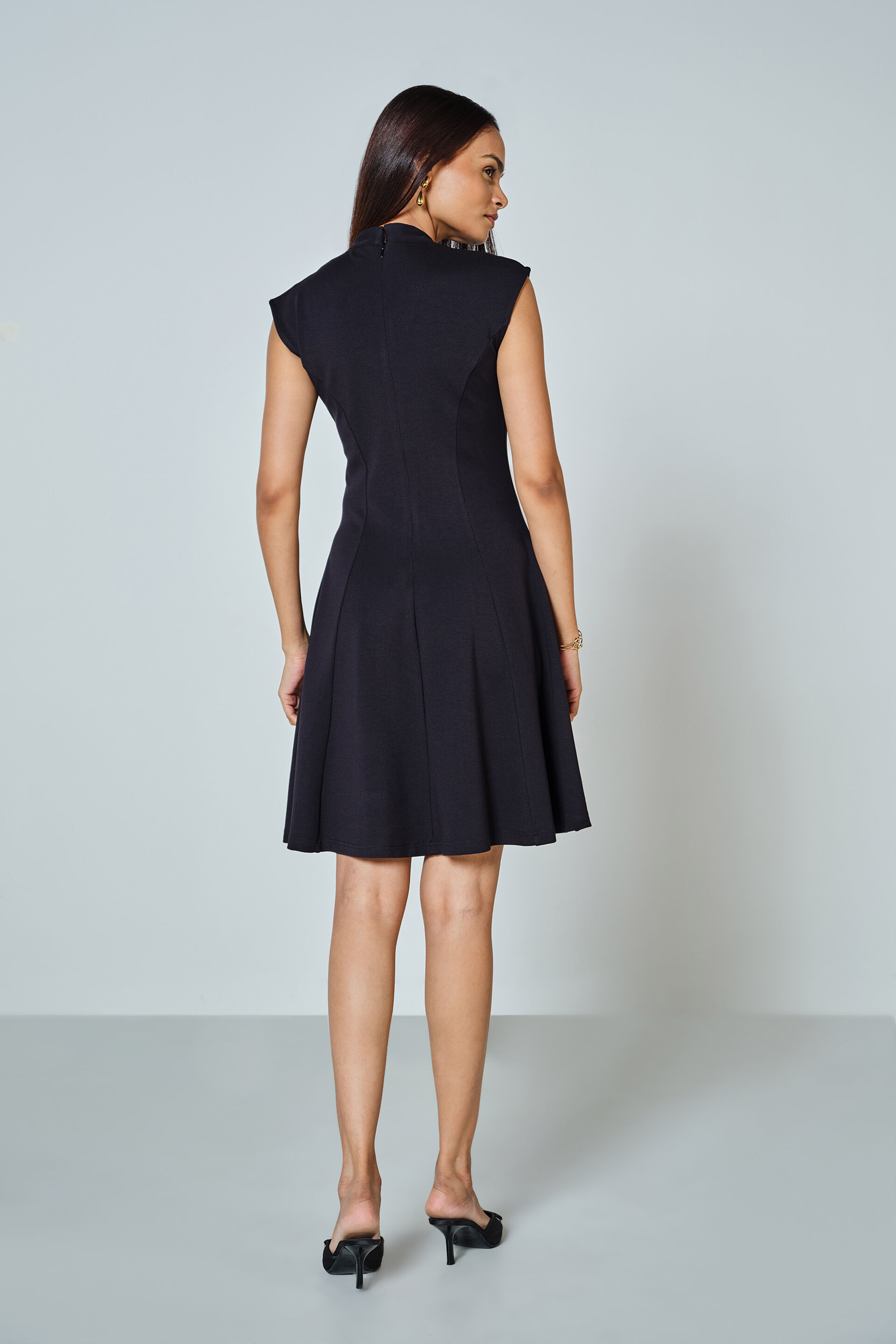 Bella Flounced Dress, Black, image 6