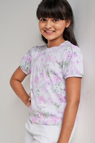 Pink and White Floral Straight Top, Pink, image 3