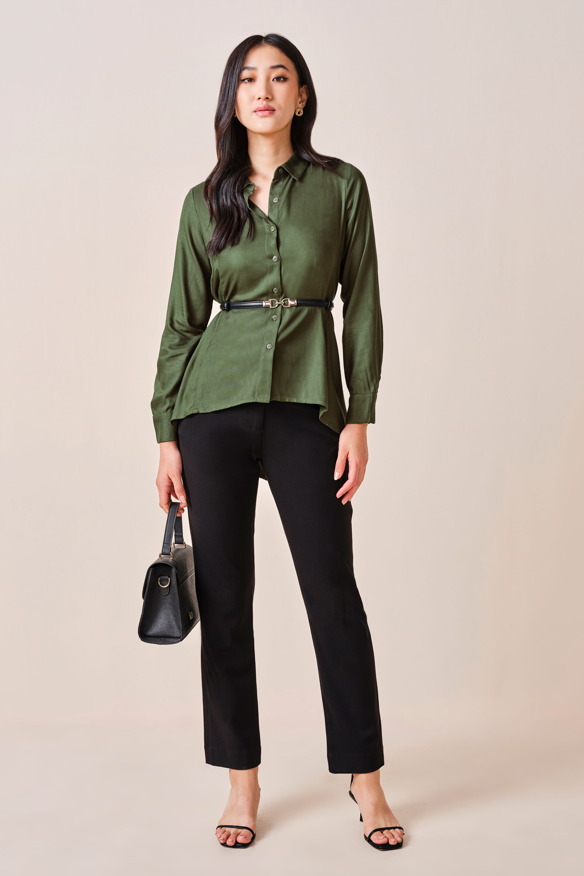 Odette Viscose Shirt, Olive, image 2