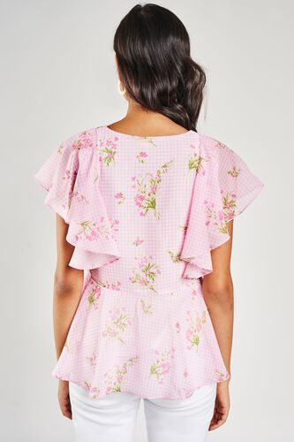 4 - Pink Floral Printed Fit And Flare Top, image 4