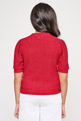 Solid Slip-On Straight Top, Red, image 3