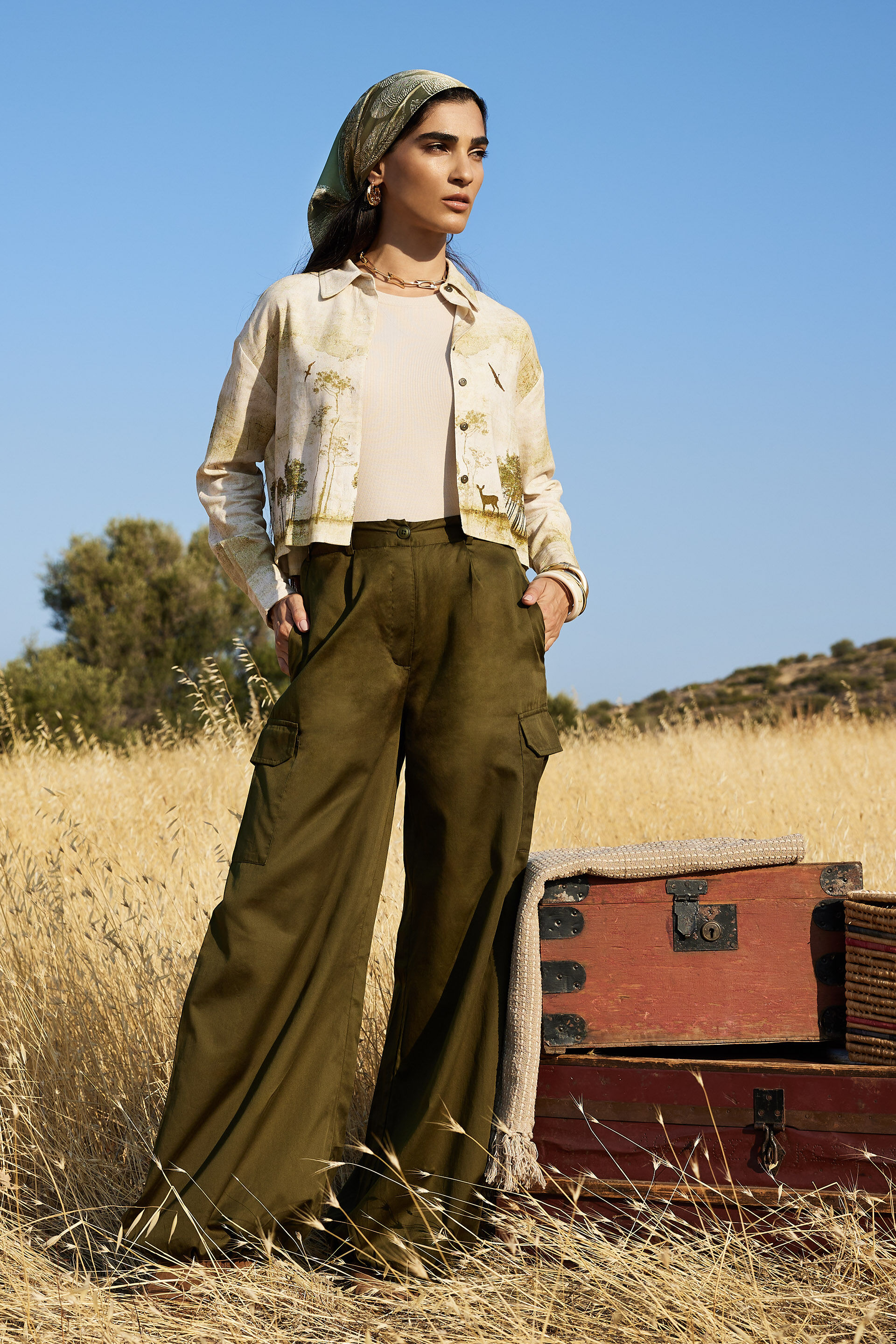 Masai Cropped Shirt, Green, image 4