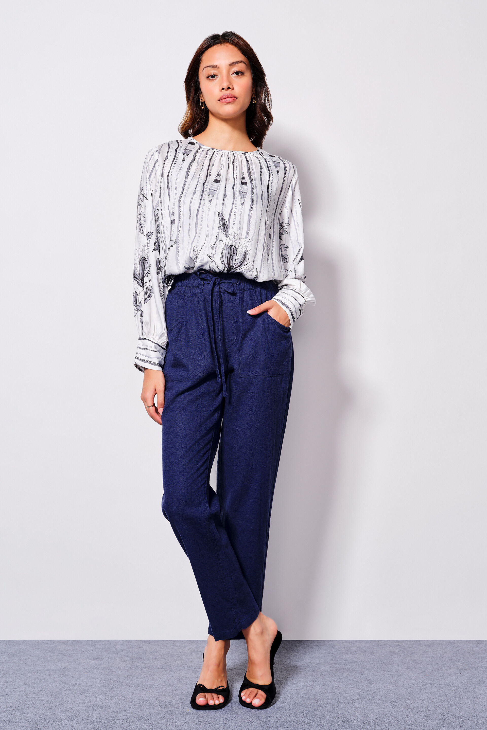 Floral Whimsy Viscose Blend Top, White, image 3