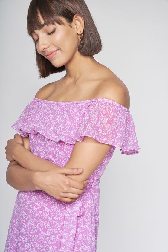 5 - Lilac Floral Fit and Flare Dress, image 5