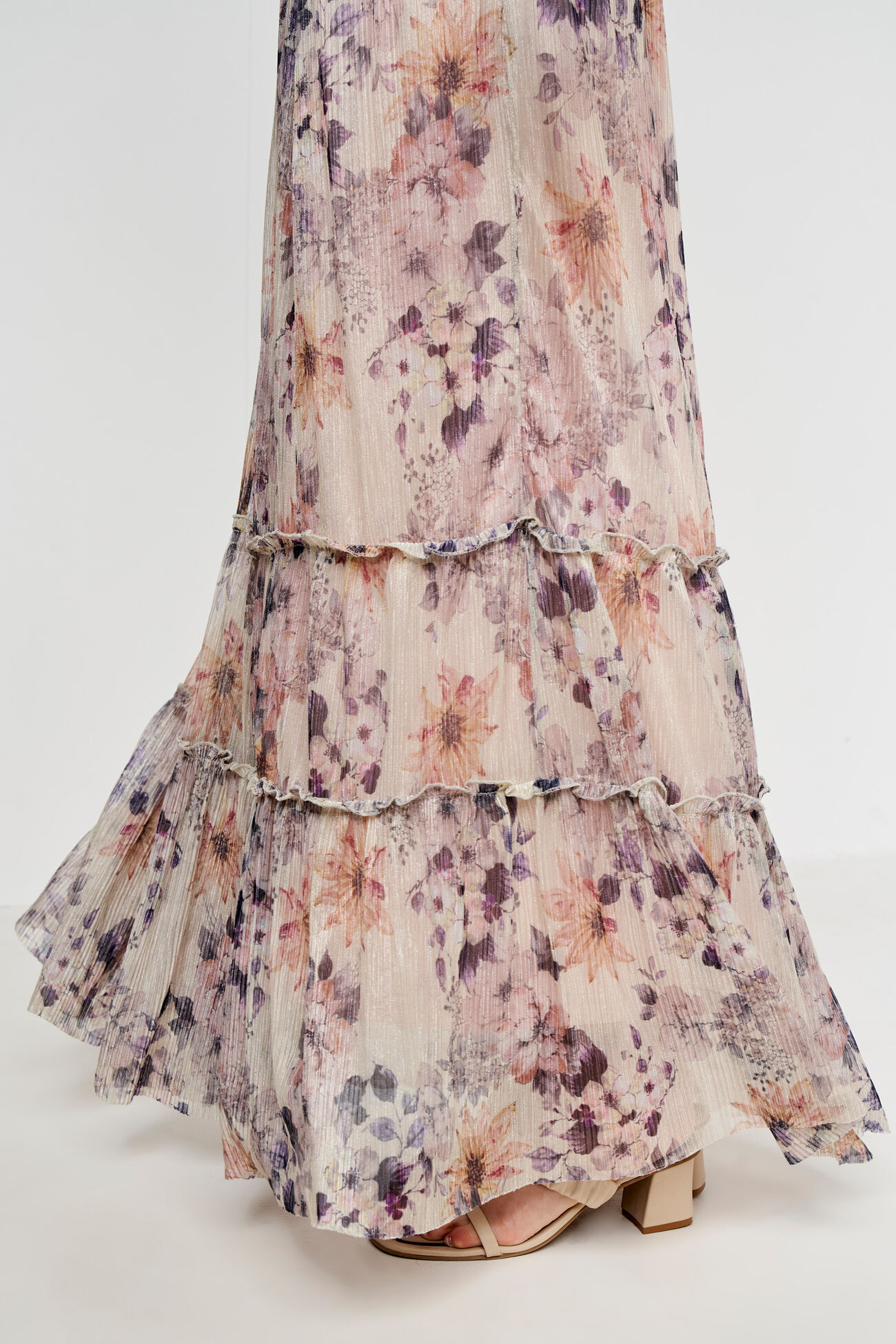 Multi Color Floral Flared Gown, Multi Color, image 4