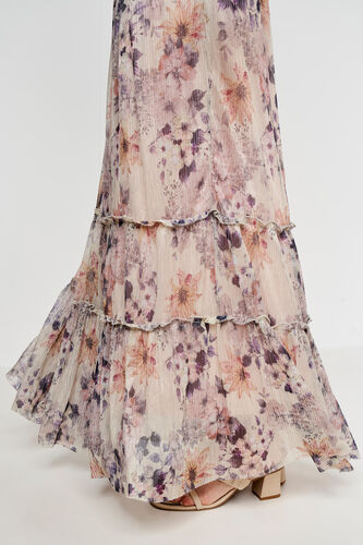 Multi Color Floral Flared Gown, Multi Color, image 4