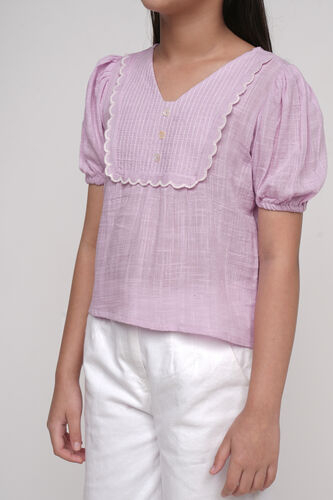 Lilac Solid Short Sleeves Top, Lilac, image 5