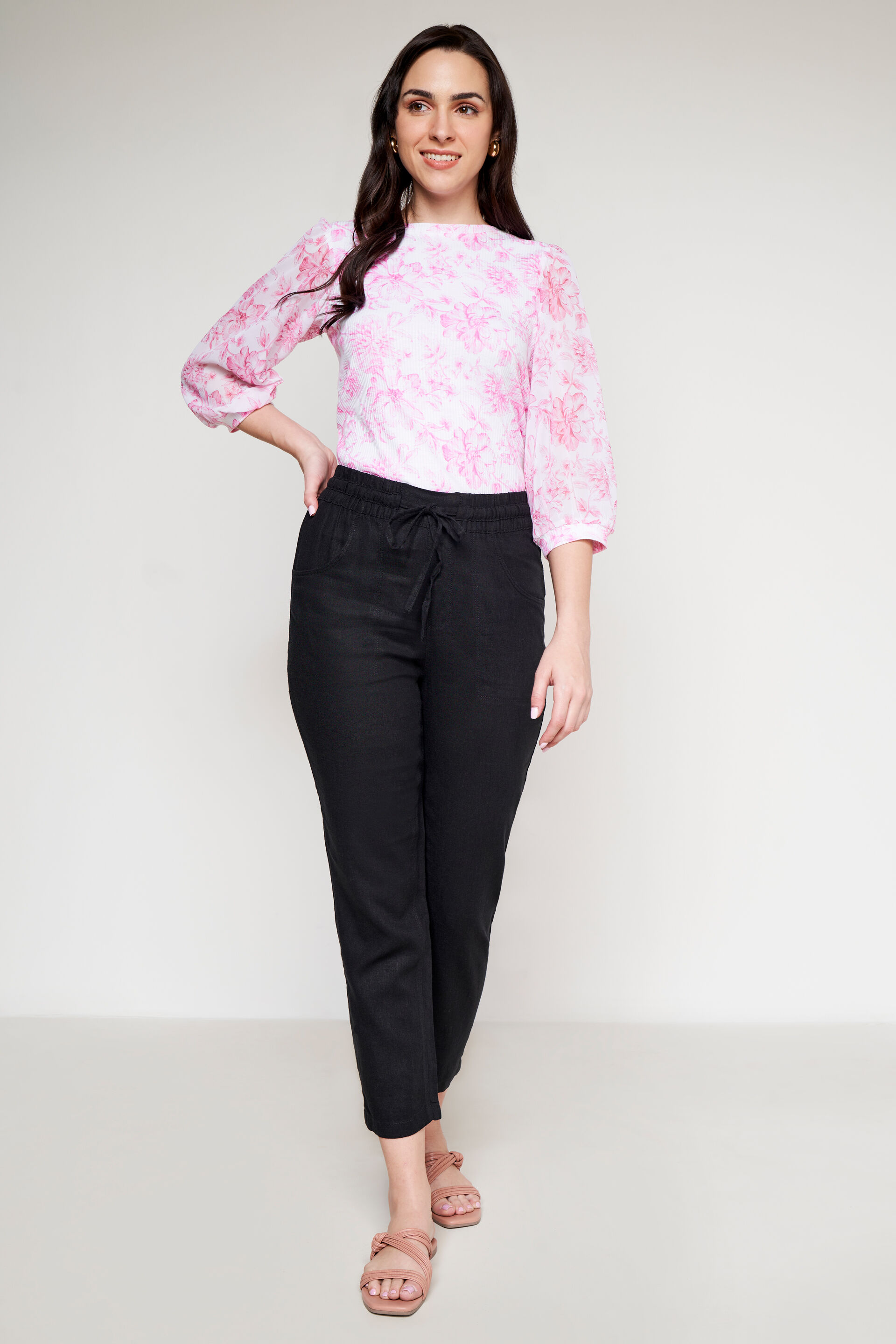 Black Linen Trouser, Black, image 2