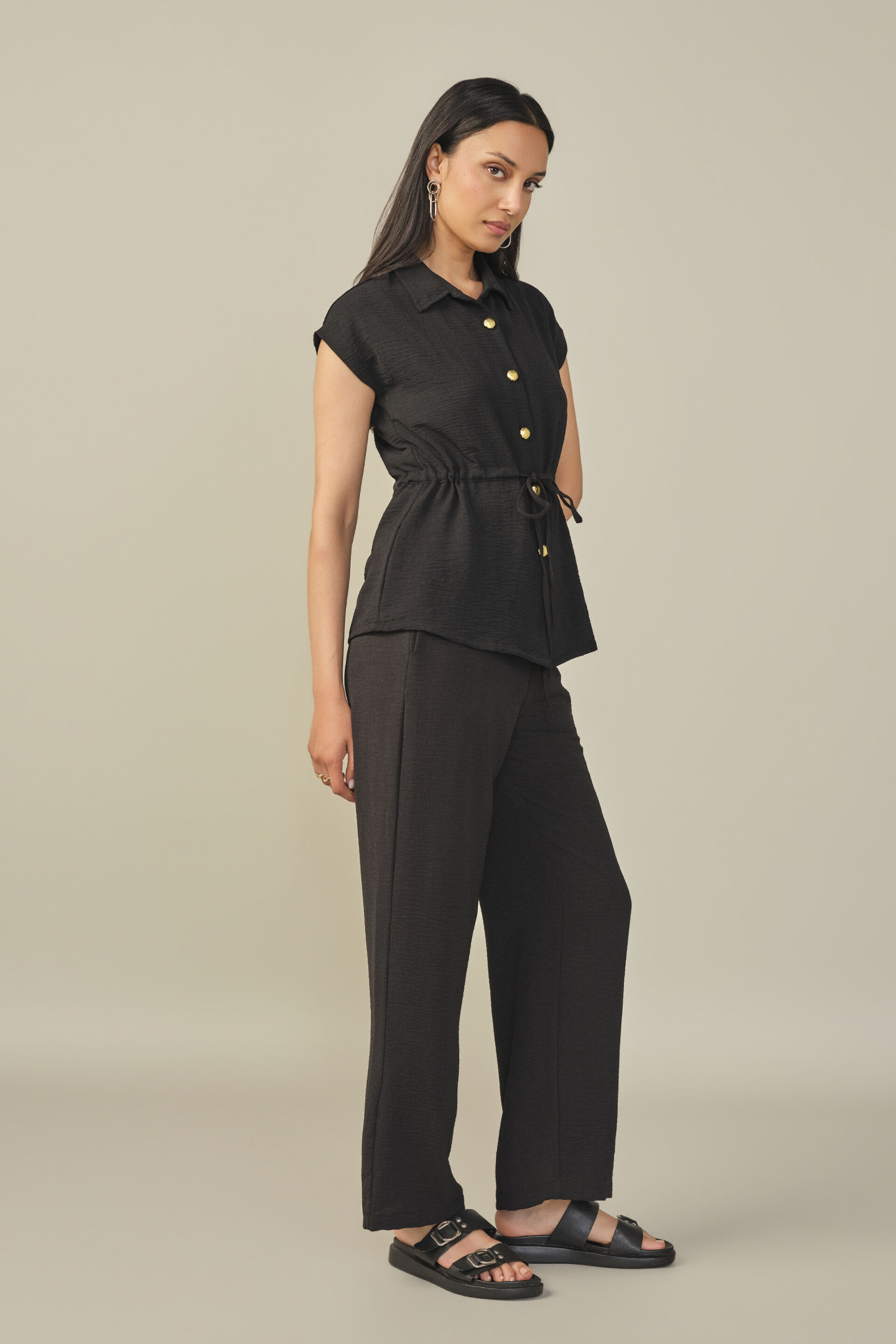 Tie-up Co-ord in Black, Black, image 5