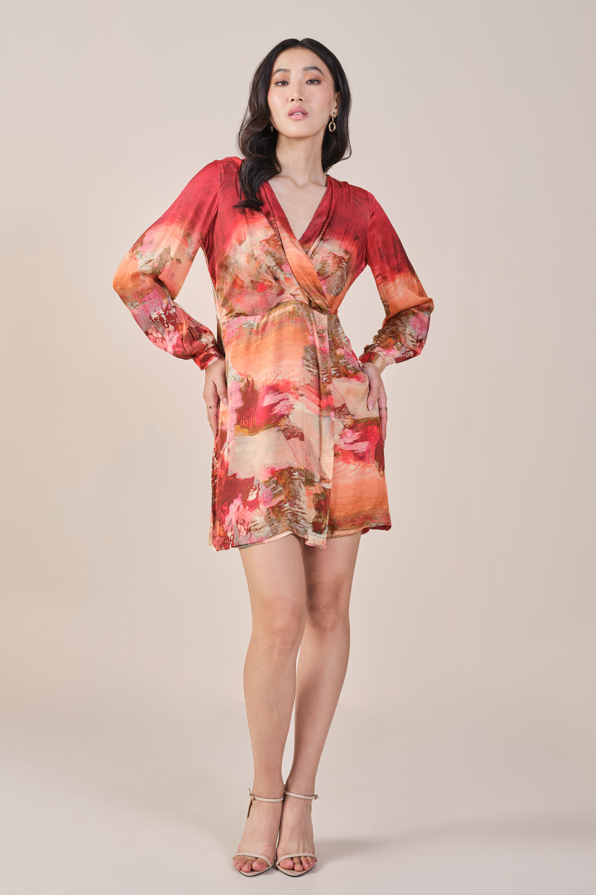 Amber Viscose Dress, Rust, image 1