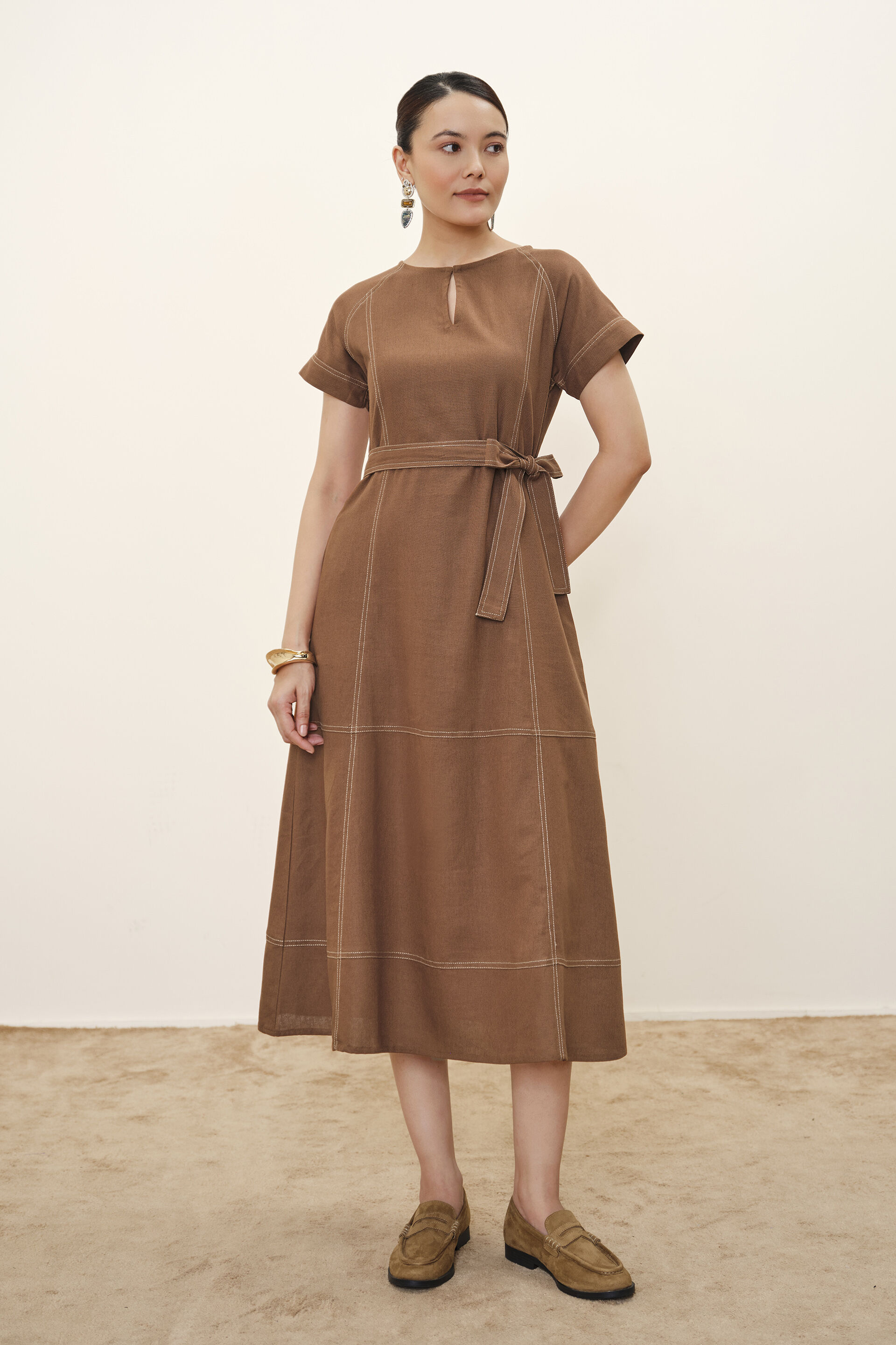 Buy The Classic Brown Dress Online for Women from AND India S26V49DRLV_BROWN