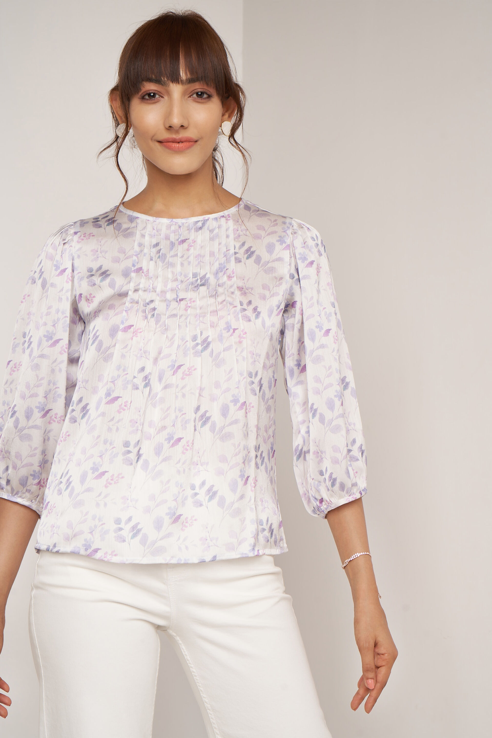 Multi Color Floral Curved Top, Multi Color, image 2