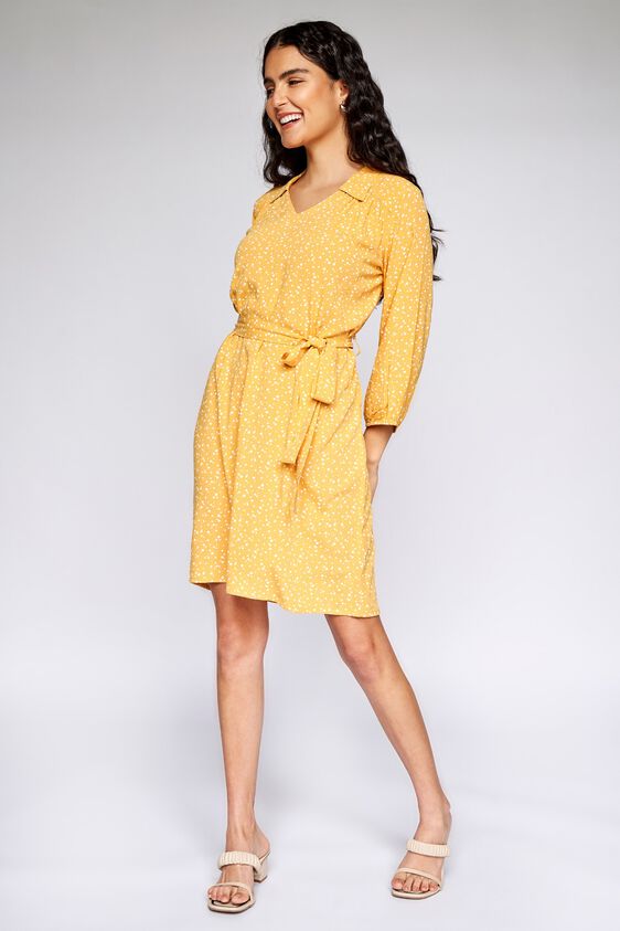 4 - Yellow Polka Dots Curved Dress, image 4