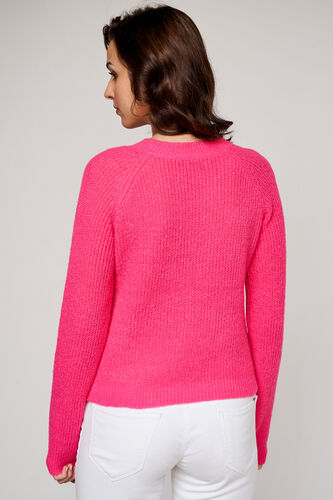Pink Self Design Straight Top, Pink, image 5