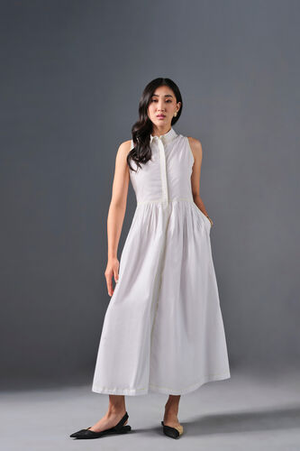 White Summer Cotton Dress, White, image 1