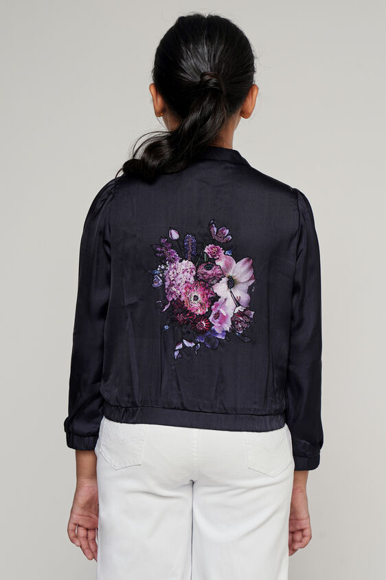 Black Band Collar Jacket, Black, image 3