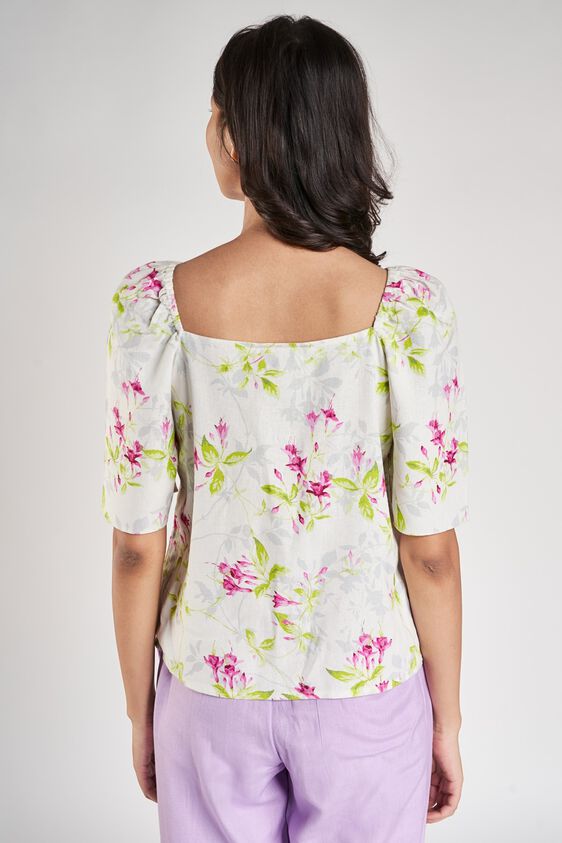 6 - White Floral Printed A-Line Top, image 6