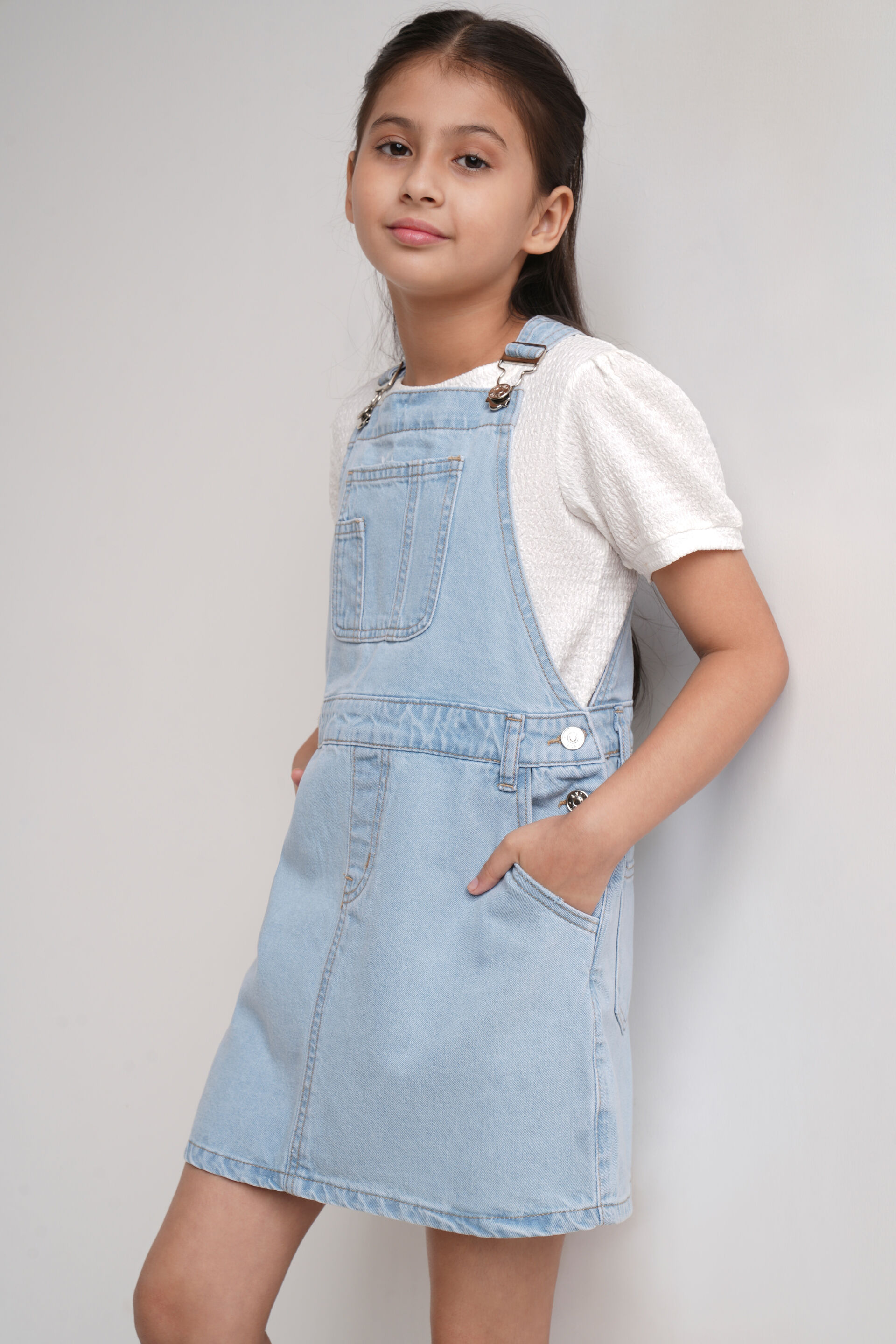 Buy Light Blue Solid Straight Dungaree Online at Best Price at