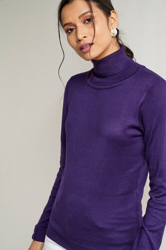Purple Solid Straight Top, Purple, image 5
