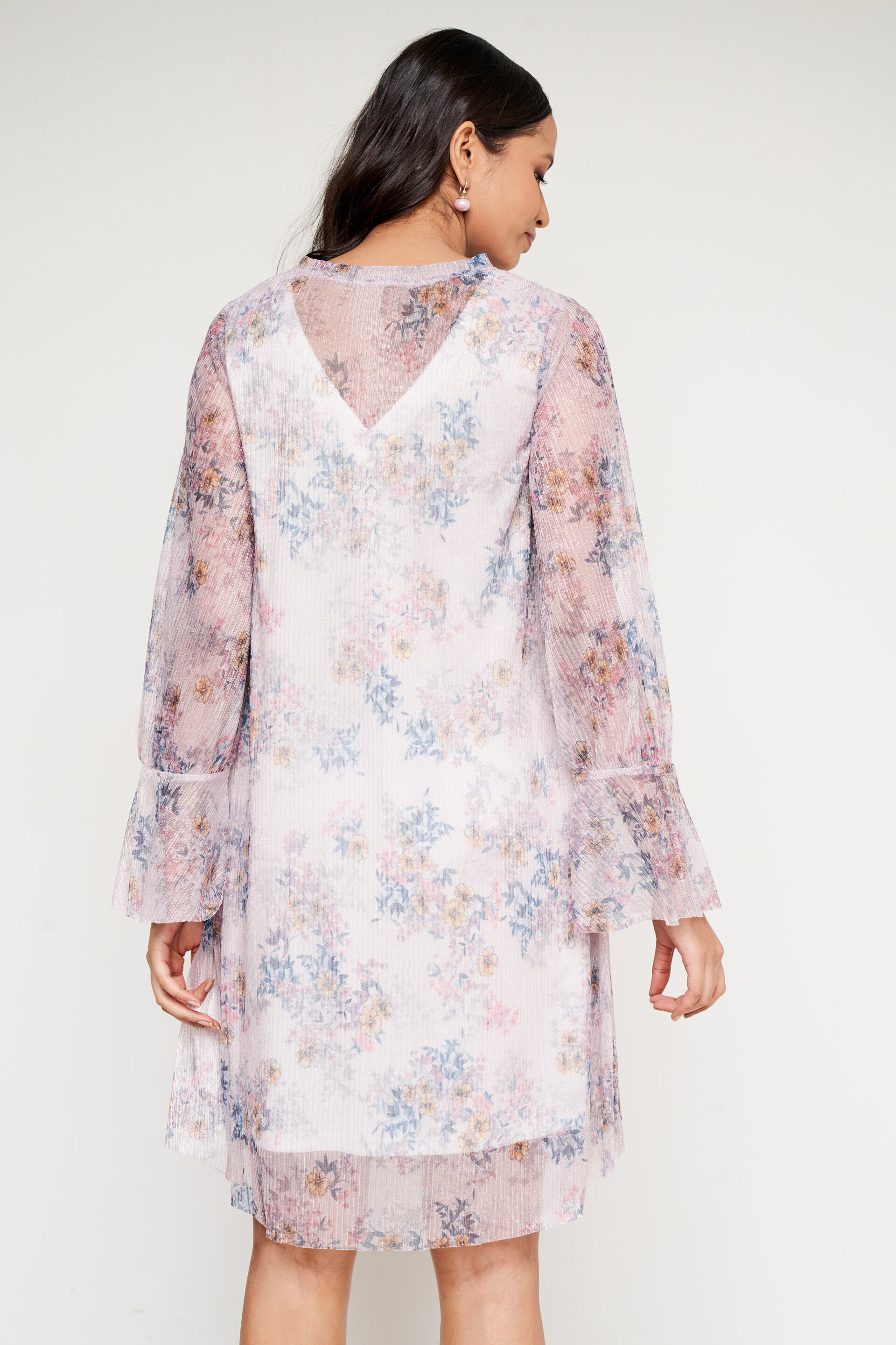 Powder Blue Floral Straight Dress, Powder Blue, image 6